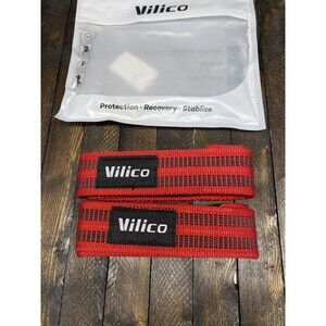 Vilico Weightlifting Wrist Wraps Strength Training Support Straps Red Black Set